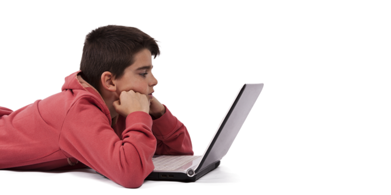 Photo of a student on a computer